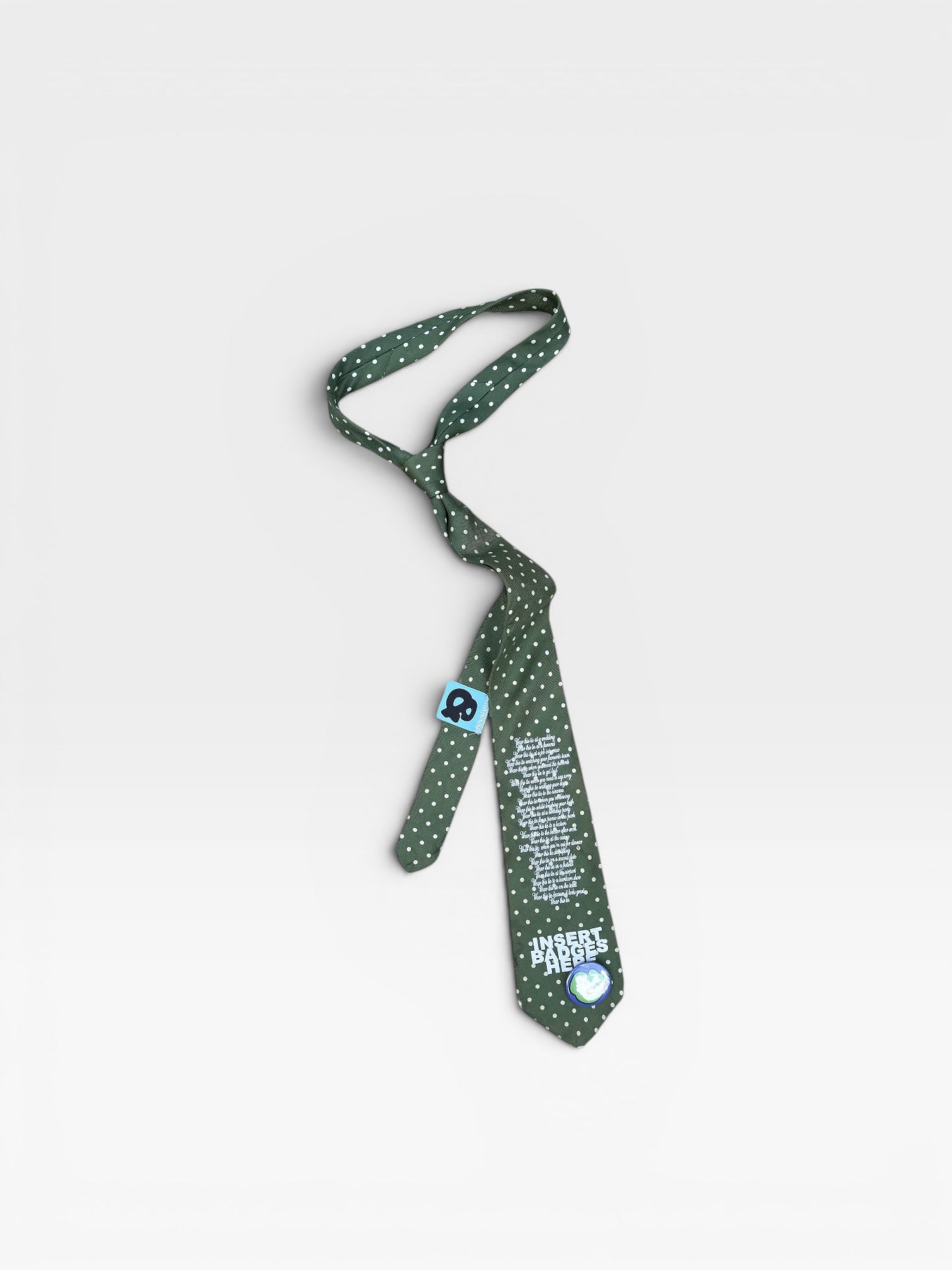 andvamos Green Polka-Dot Poem Tie — reworked green polka-dot tie with poem print