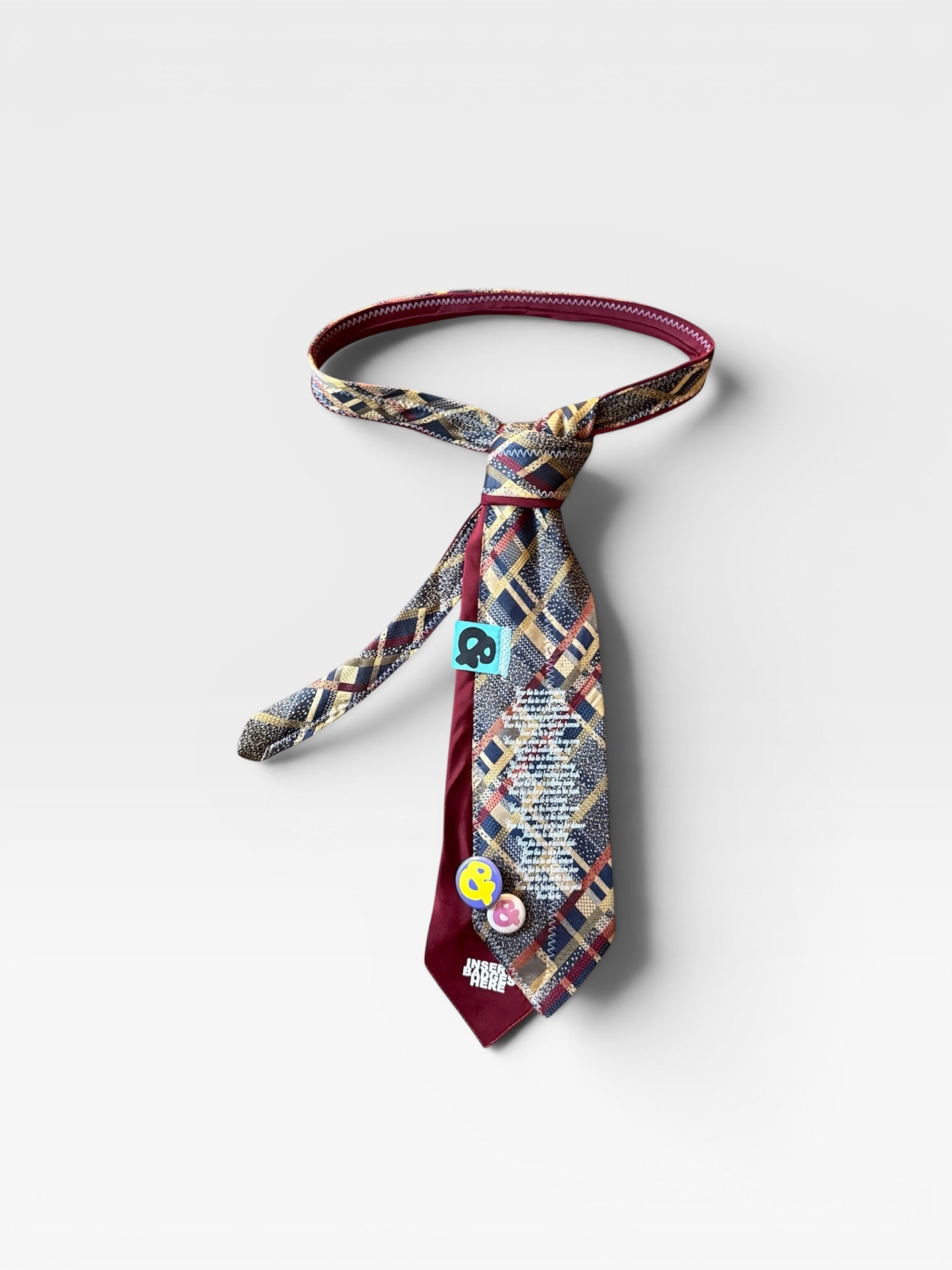 andvamos Double Tie — one-of-a-kind reworked double tie with poem print