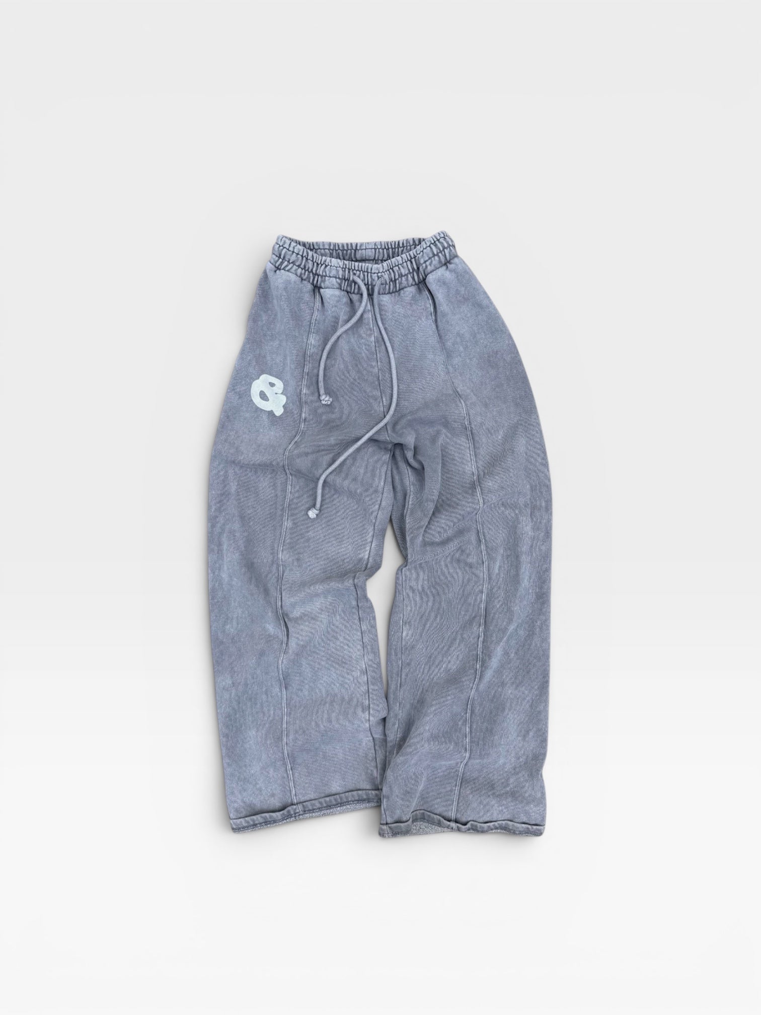 andvamos Sweat Joggers — reworked joggers with screen-printed &vamos logo, front view