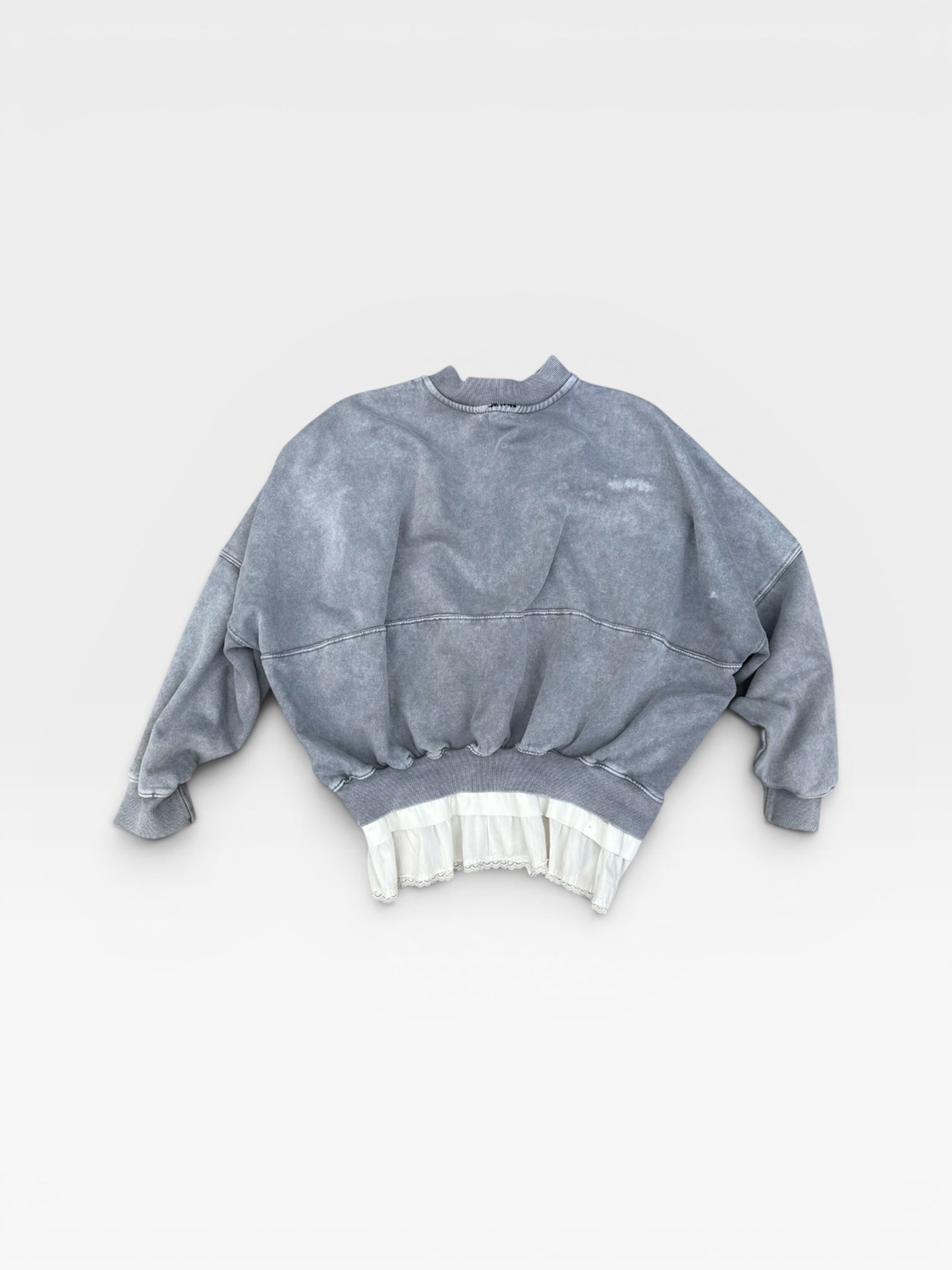andvamos Zipped Skirt Sweat — reworked layered sweatshirt, detail view